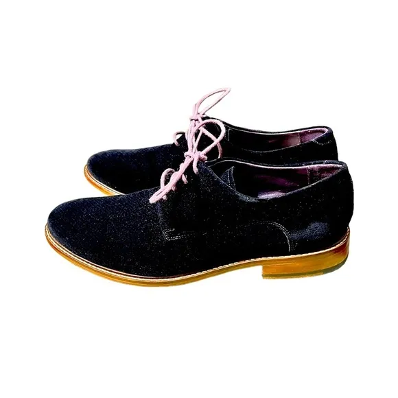 Ted Baker London Nieero Velvet Oxford Shoes Size 9 Navy/Purple