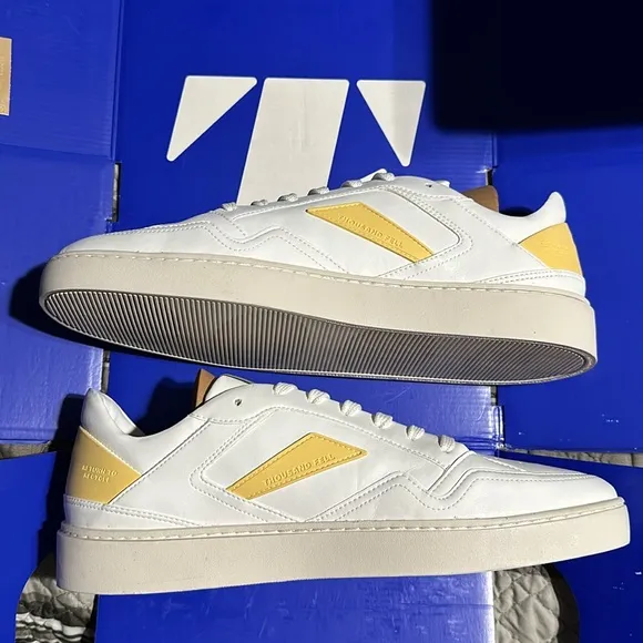 Thousand Fell MEN'S COURT WHITE-STARSTRUCK YELLOW SNEAKER SHOES