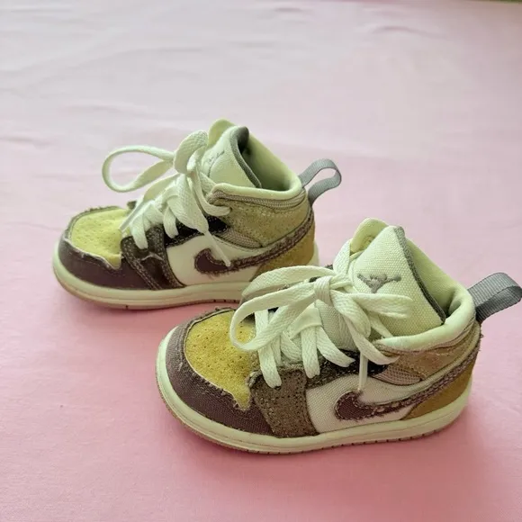 Toddler 6C Nike Air Jordan 1 Mid SE Craft TD&quot;Inside Out Taupe Haize&quot; DZ4467-102