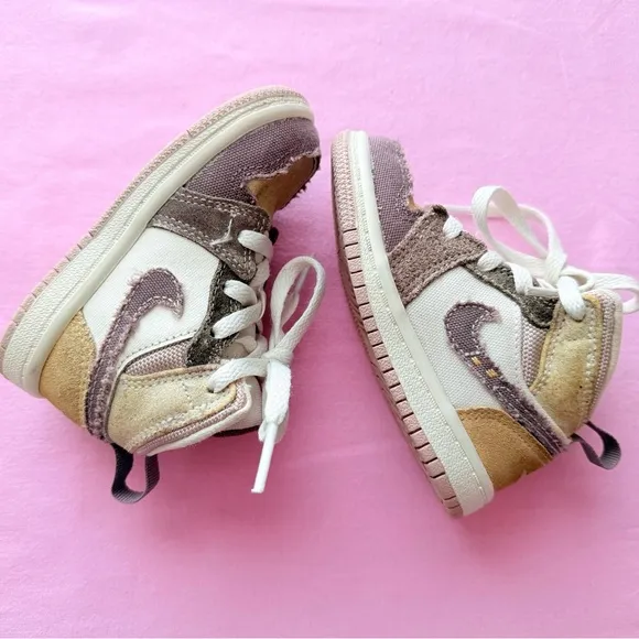 Toddler 6C Nike Air Jordan 1 Mid SE Craft TD&quot;Inside Out Taupe Haize&quot; DZ4467-102