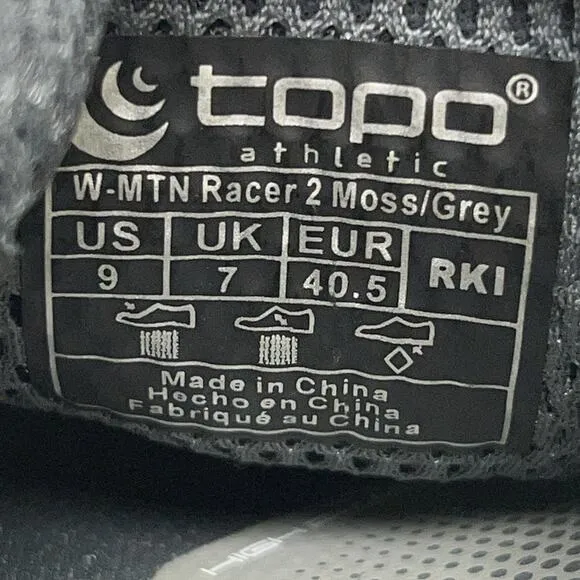 TOPO Athletic MTN Racer 2 Womens Size 9 Trail Hiking Running Shoes Vibram