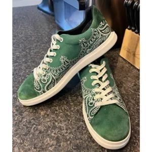 Tory Burch Howell Court Green Suede Toe Sneakers