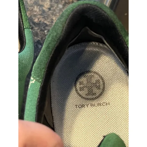 Tory Burch Howell Court Green Suede Toe Sneakers