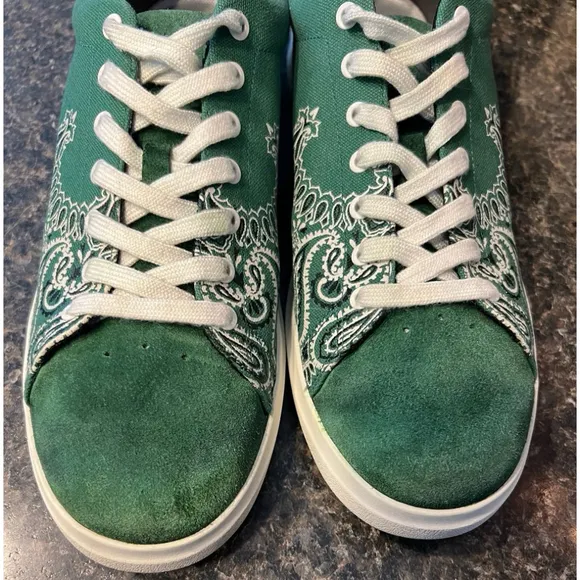 Tory Burch Howell Court Green Suede Toe Sneakers