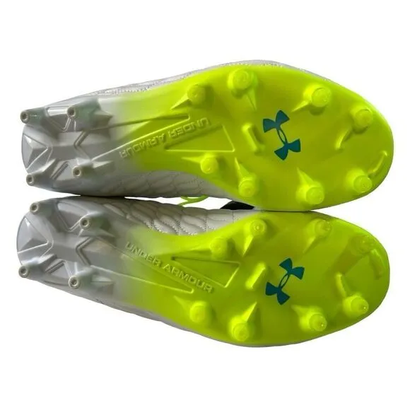 Under Armour Clone Magnetico Soccer Cleats Sz 7.5 White Teal Lime 3027497-101