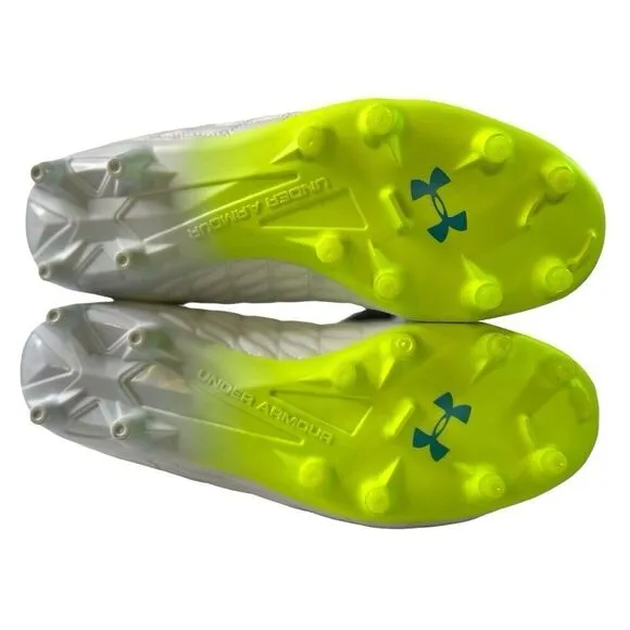 Under Armour Clone Magnetico Soccer Cleats Sz 7.5 White Teal Lime 3027497-101