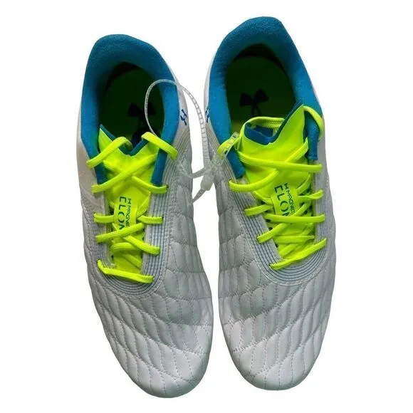 Under Armour Clone Magnetico Soccer Cleats Sz 7.5 White Teal Lime 3027497-101