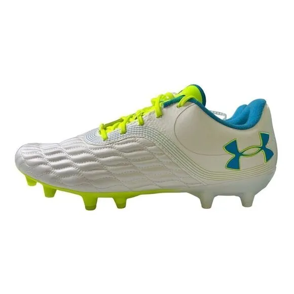 Under Armour Clone Magnetico Soccer Cleats Sz 7.5 White Teal Lime 3027497-101