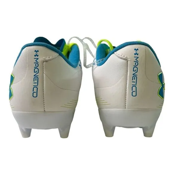 Under Armour Clone Magnetico Soccer Cleats Sz 7.5 White Teal Lime 3027497-101