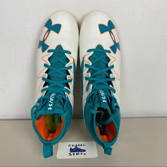 Under Armour Nitro dolphin color football cleats Shoes Mens sz 11.5