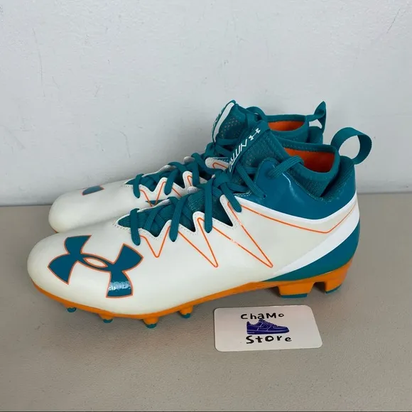 Under Armour Nitro dolphin color football cleats Shoes Mens sz 11.5