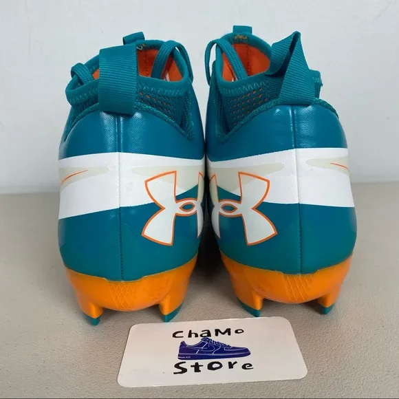 Under Armour Nitro dolphin color football cleats Shoes Mens sz 11.5