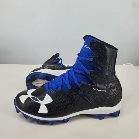 Under Armour Shoes Mens 10 Clutchfit Highlight Black Blue Molded Football Cleats