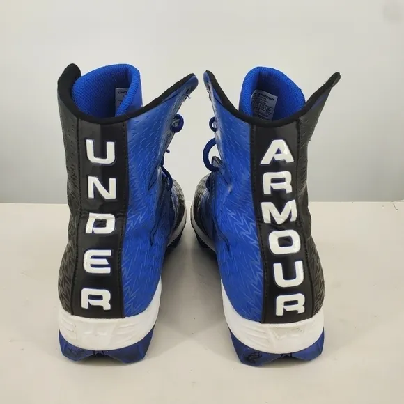 Under Armour Shoes Mens 10 Clutchfit Highlight Black Blue Molded Football Cleats