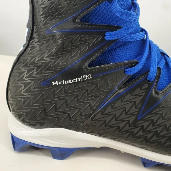 Under Armour Shoes Mens 10 Clutchfit Highlight Black Blue Molded Football Cleats