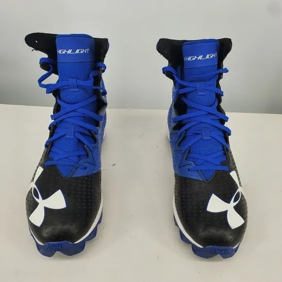 Under Armour Shoes Mens 10 Clutchfit Highlight Black Blue Molded Football Cleats