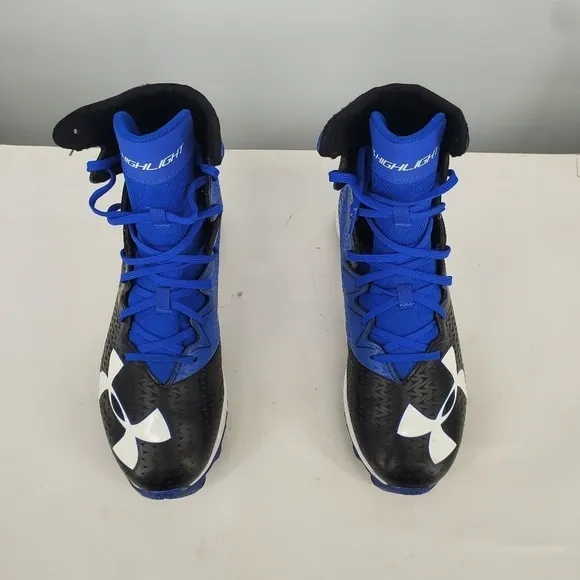 Under Armour Shoes Mens 10 Clutchfit Highlight Black Blue Molded Football Cleats