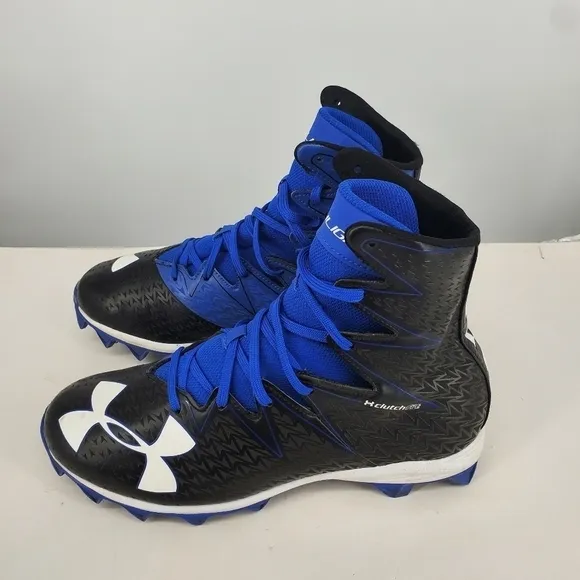 Under Armour Shoes Mens 10 Clutchfit Highlight Black Blue Molded Football Cleats