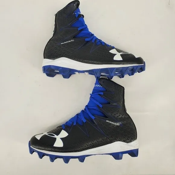 Under Armour Shoes Mens 10 Clutchfit Highlight Black Blue Molded Football Cleats