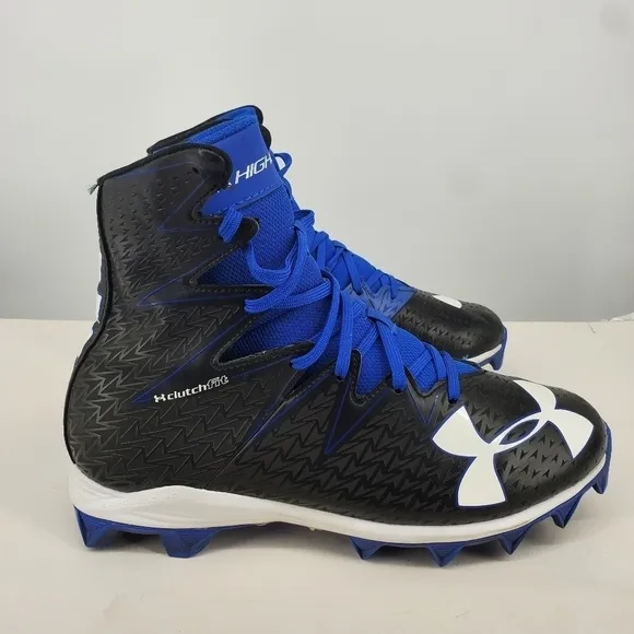 Under Armour Shoes Mens 10 Clutchfit Highlight Black Blue Molded Football Cleats
