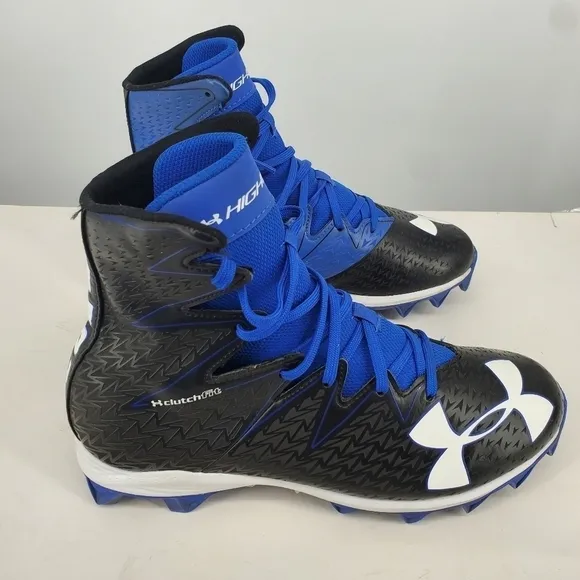 Under Armour Shoes Mens 10 Clutchfit Highlight Black Blue Molded Football Cleats