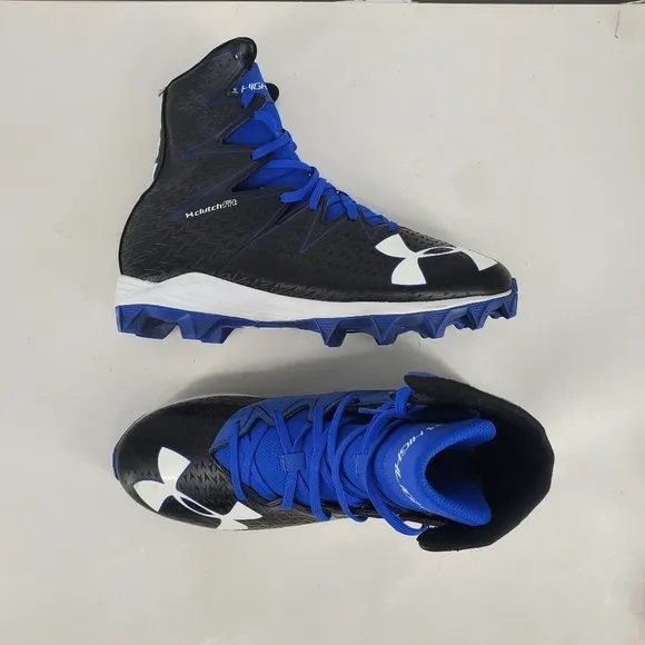 Under Armour Shoes Mens 10 Clutchfit Highlight Black Blue Molded Football Cleats