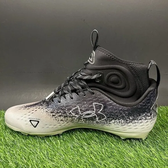 Under Armour Spotlight Lux MC 2 mens 14 Gray Black Football Cleats High Top NEW‎