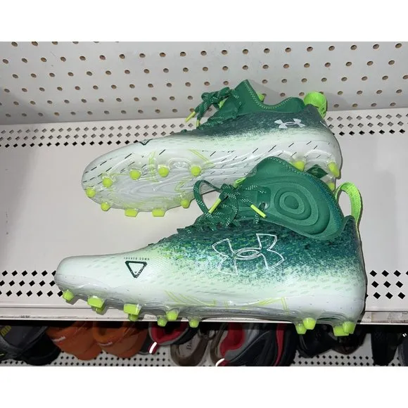 Under Armour Spotlight Lux MC 2.0 Mens Football Cleats Size 11 Green White