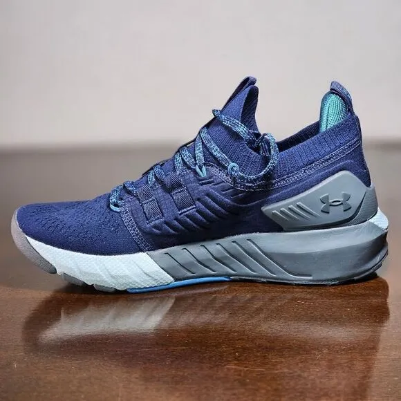 Under Armour UA Project Rock 3 Training Gym Shoes Navy Black White Tribase New