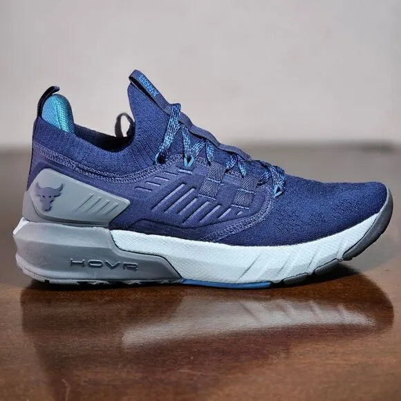 Under Armour UA Project Rock 3 Training Gym Shoes Navy Black White Tribase New