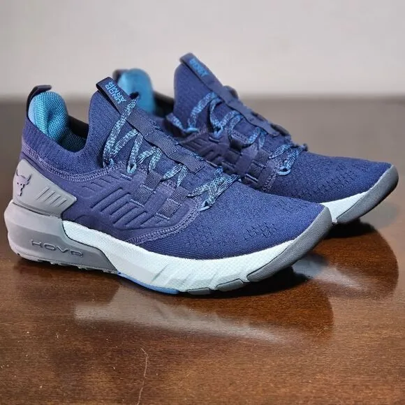 Under Armour UA Project Rock 3 Training Gym Shoes Navy Black White Tribase New