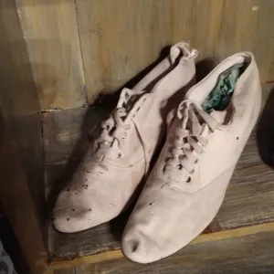 VA ANTIQUE 1830's Kid Suede Shoes EXTREMELY RARE