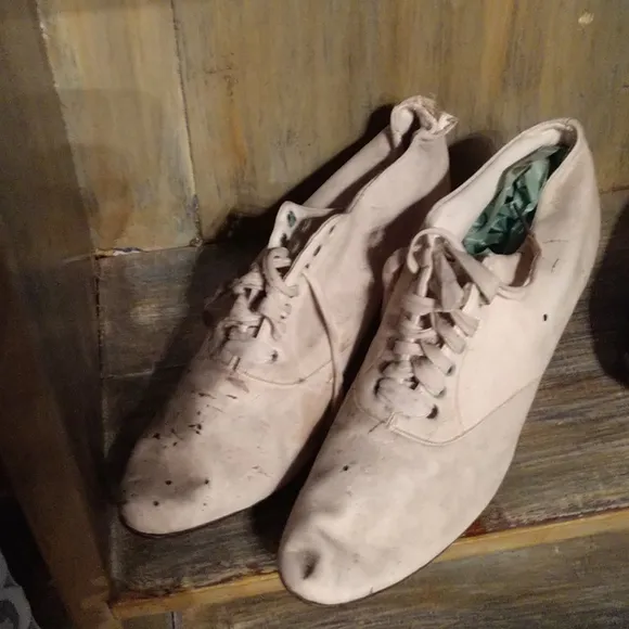 VA ANTIQUE 1830's Kid Suede Shoes EXTREMELY RARE