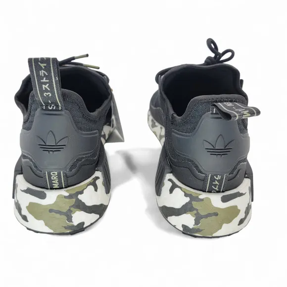 (VALUED @ $160) Adidas NMD_R1 TR Black White Camo, UV-Reactive Midsole