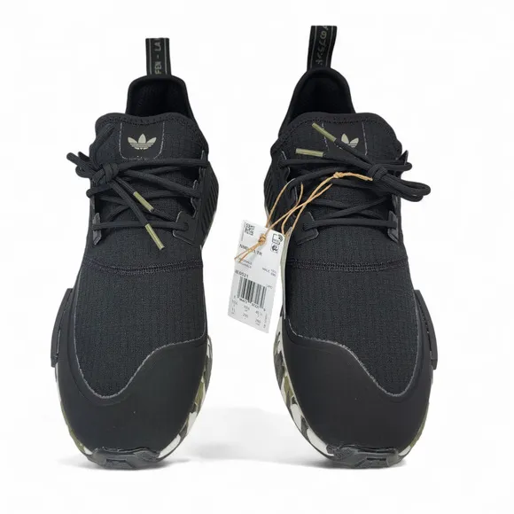 (VALUED @ $160) Adidas NMD_R1 TR Black White Camo, UV-Reactive Midsole