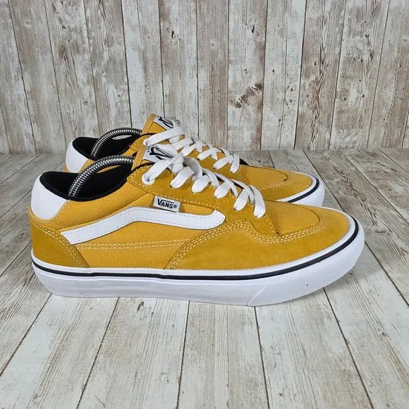 Vans Rowan Pro Skate Shoes Canvas Suede Low Top Sneakers Yellow White 10