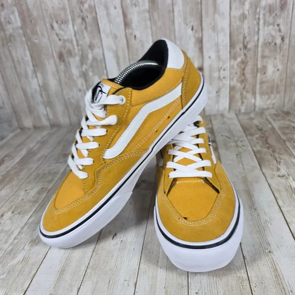 Vans Rowan Pro Skate Shoes Canvas Suede Low Top Sneakers Yellow White 10