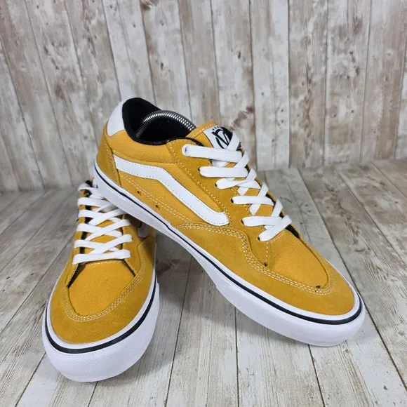Vans Rowan Pro Skate Shoes Canvas Suede Low Top Sneakers Yellow White 10