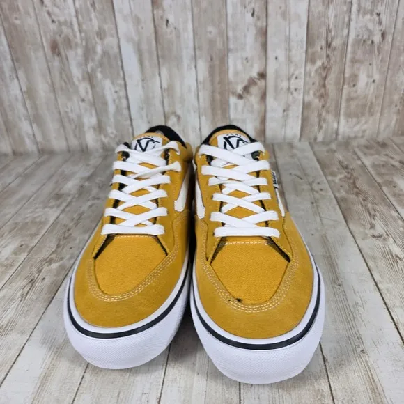 Vans Rowan Pro Skate Shoes Canvas Suede Low Top Sneakers Yellow White 10