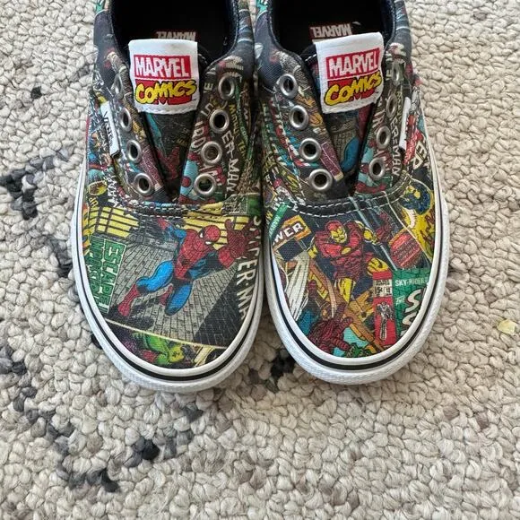 Vans Youth Marvel Comics Hulk Spider Man Iron Man Low Top Shoes 11C