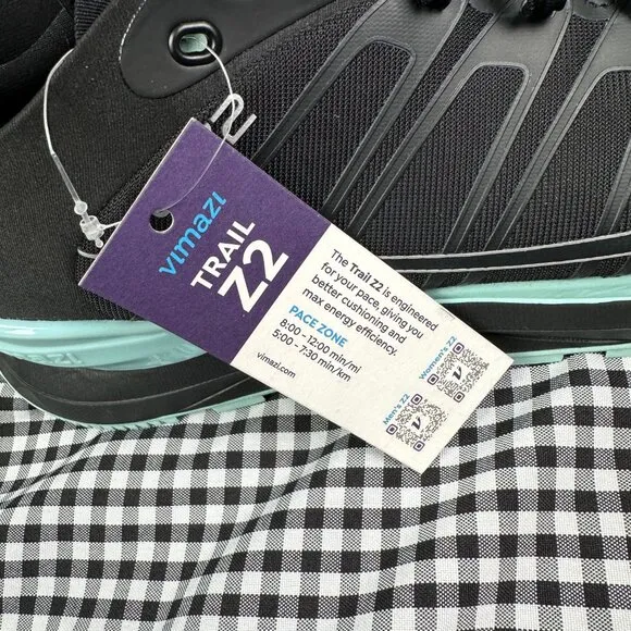 Vimazi NWT Men's Trail Z2 Black Blue Athletic Trail Running Runner Shoes Size 12
