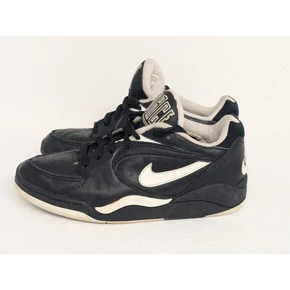 Vintage 90s Nike Court Force Low Black And White Sz 7 Missing Insoles