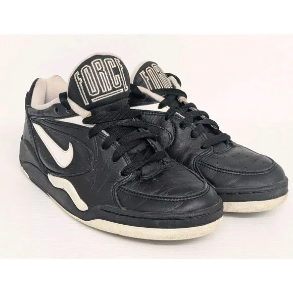 Vintage 90s Nike Court Force Low Black And White Sz 7 Missing Insoles
