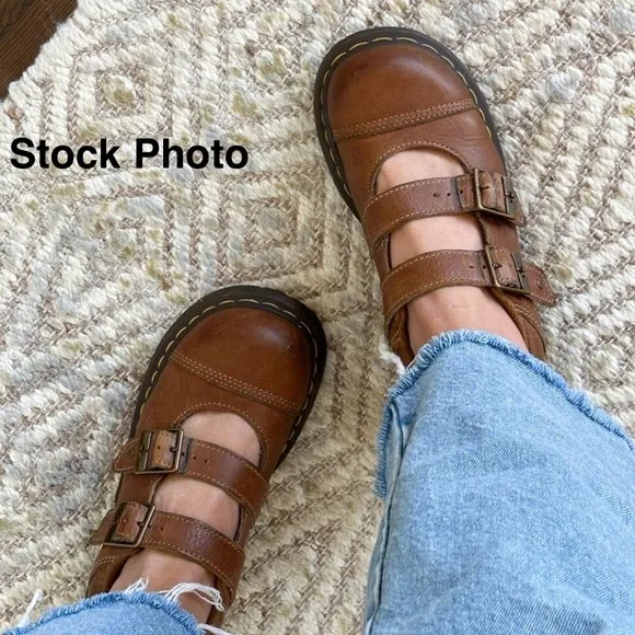 Vintage Dr Martens Y2K Amanda HTF Black Double Buckle Chunky Mary Janes Sz 8-8.5
