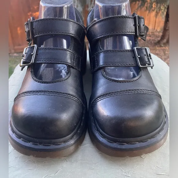 Vintage Dr Martens Y2K Amanda HTF Black Double Buckle Chunky Mary Janes Sz 8-8.5