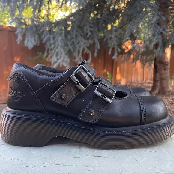 Vintage Dr Martens Y2K Amanda HTF Black Double Buckle Chunky Mary Janes Sz 8-8.5