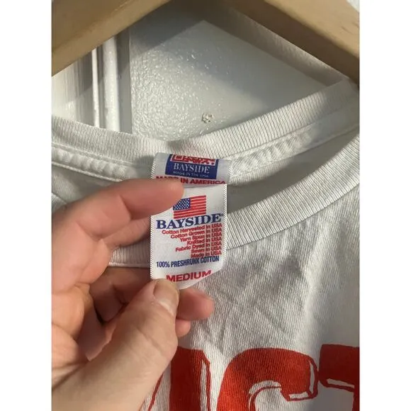 Vintage political t-shirt &quot;Evict the Techies&quot; size med white