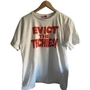 Vintage political t-shirt &quot;Evict the Techies&quot; size med white