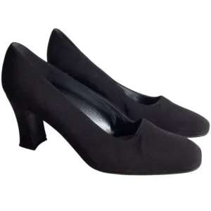 Vintage Stuart Weitzman Square Toe Fabric Court Shoes 9.5 Corpcore 3&quot; Heel Pumps