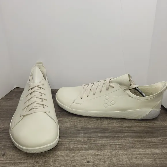 Vivobarefoot 301055-02 Geo Court Knit LIMESTONE Leather Shoes Mens Sz EU49 15 US